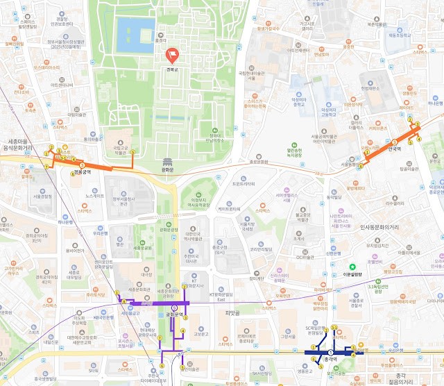 On the way to Gyeongbokgung Palace, Map