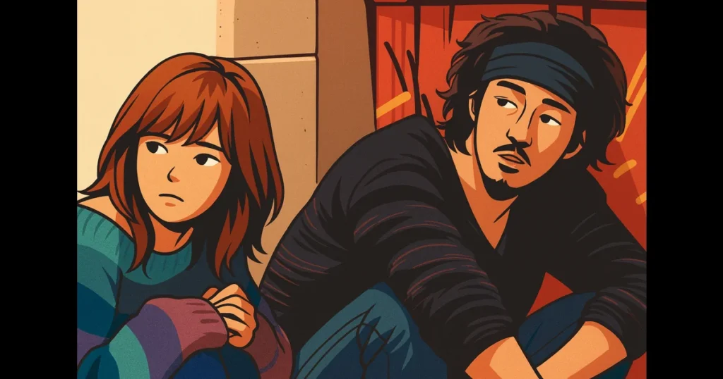 Background image illustration of the drama I’m Sorry, I Love You, which used Park Hyo-shin’s “Snow Flower” as its OST, featuring a two-shot of Im Soo-jung and So Ji-sub.