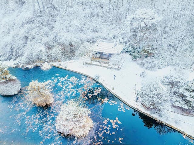 Chehwa-jeong Pavilion in Pungsan-eup, Andong, Gyeongsangbuk-do in Winter